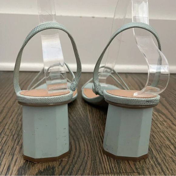 Marc Fisher Aliana Light Green Lizard-Embossed Strappy High Heel Sandals size 8 - Picture 9 of 9